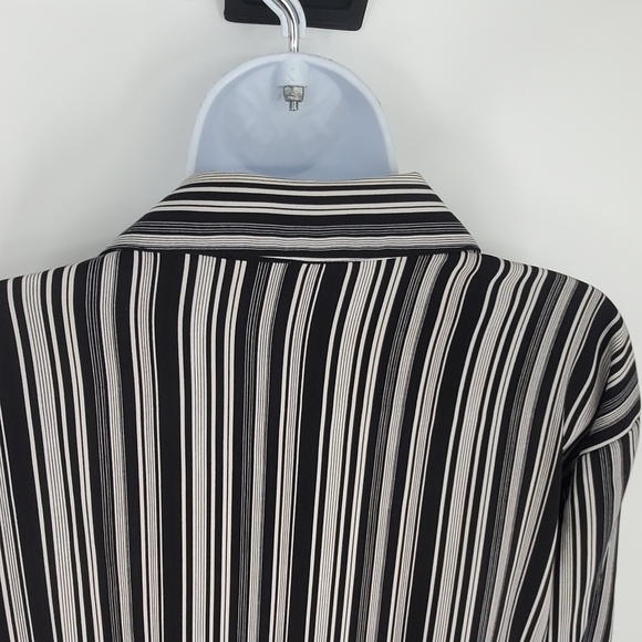 Covington Shirt Women 22W Button Down Blouse Black White Striped Shirt - Picture 4 of 9